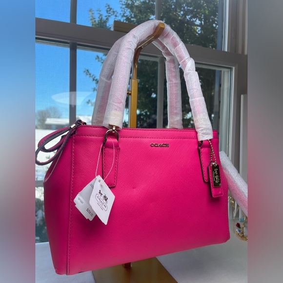Coach NWT Madison Saffiano Leather Mini Christie Carryall in Pink Ruby - Picture 6 of 16